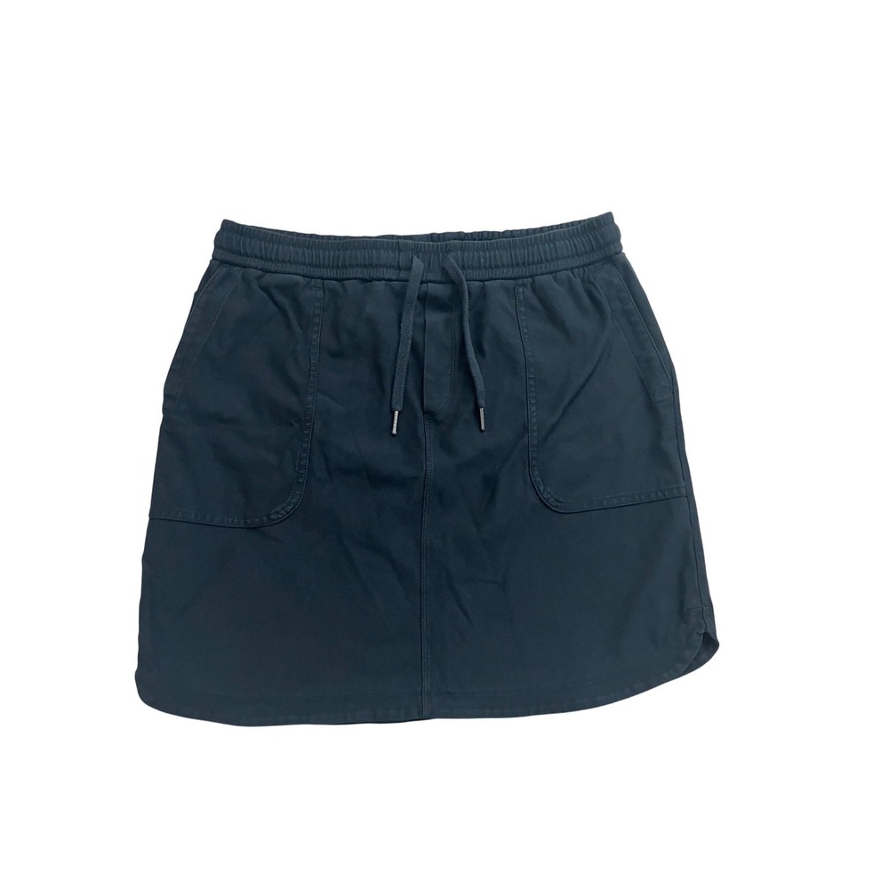 Athleta‎ Womens Black Cotton Blend Drawstring Mini Skirt Size M Pockets Casual